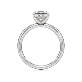 Adalia wide band hidden halo engagement ring, Princess lab grown diamond, 14K white gold, view 2