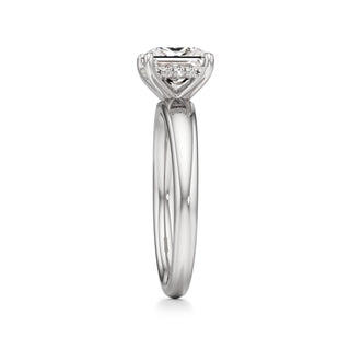 Adalia wide band hidden halo engagement ring, Princess lab grown diamond, 14K white gold, view 4