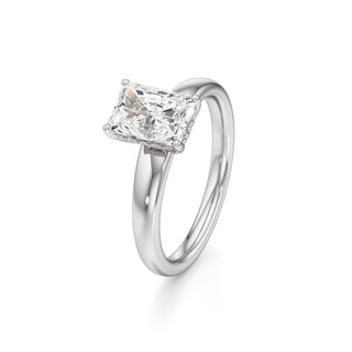 Adalia wide band hidden halo engagement ring, Radiant lab grown diamond, 14K white gold, view 1