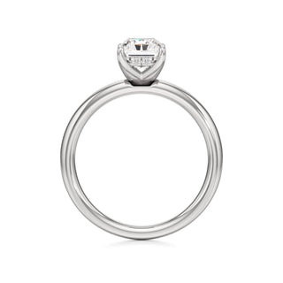 Adalia wide band hidden halo engagement ring, Radiant lab grown diamond, 14K white gold, view 2