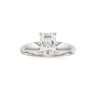 Adalia wide band hidden halo engagement ring, Radiant lab grown diamond, 14K white gold, view 3