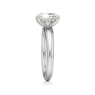 Adalia wide band hidden halo engagement ring, Radiant lab grown diamond, 14K white gold, view 4