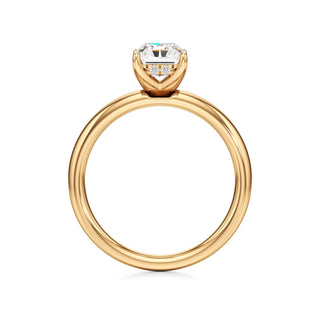 Adalia wide band hidden halo engagement ring, Radiant lab grown diamond, 14K yellow gold, view 2