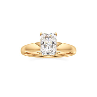 Adalia wide band hidden halo engagement ring, Radiant lab grown diamond, 14K yellow gold, view 3