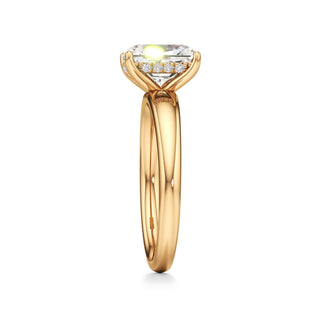 Adalia wide band hidden halo engagement ring, Radiant lab grown diamond, 14K yellow gold, view 4