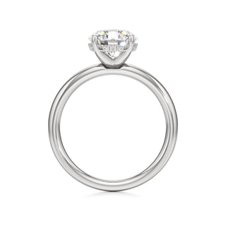 Adalia wide band hidden halo engagement ring, Round lab grown diamond, 14K white gold, view 2