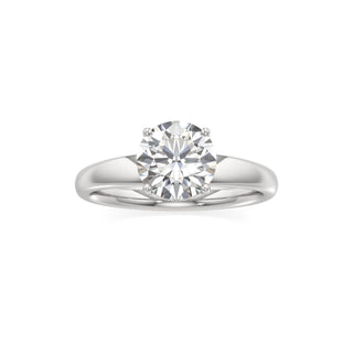 Adalia wide band hidden halo engagement ring, Round lab grown diamond, 14K white gold, view 3