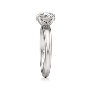 Adalia wide band hidden halo engagement ring, Round lab grown diamond, 14K white gold, view 4