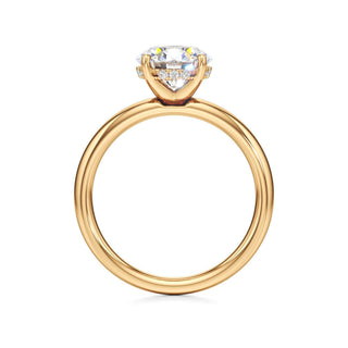 Adalia wide band hidden halo engagement ring, Round lab grown diamond, 14K yellow gold, view 2