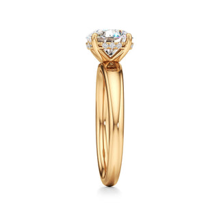Adalia wide band hidden halo engagement ring, Round lab grown diamond, 14K yellow gold, view 4