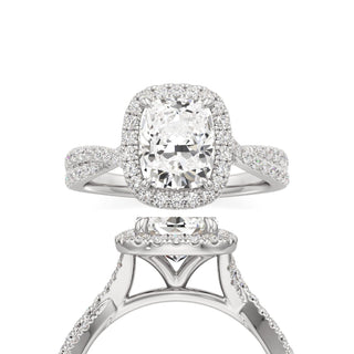 Alissa Elongated Cushion Halo with Twisted Diamond Band
