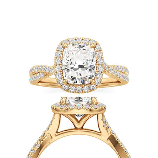 Alissa Elongated Cushion Halo with Twisted Diamond Band