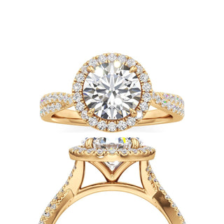 Alissa Round Halo with Twisted Diamond Band
