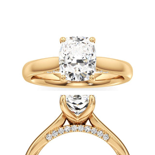 Amaris Elongated Cushion Cathedral with Hidden Side Diamonds