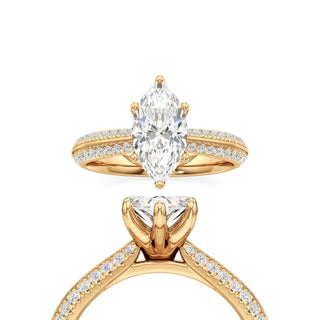 Aviana Emerald Six Prong Pave Band