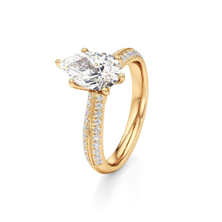 Aviana Emerald Six Prong Pave Band