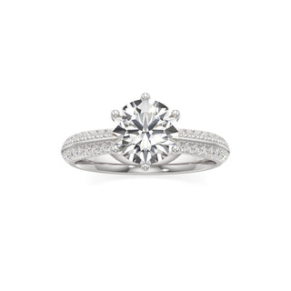 Aviana Emerald Six Prong Pave Band