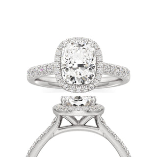 Camellia Elongated Cushion Halo with Diamond Band