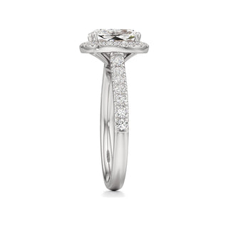 Camellia Pear Halo with Diamond Band