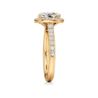 Camellia Pear Halo with Diamond Band