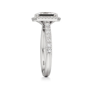 Camellia Pear Halo with Diamond Band