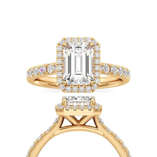 Camellia Elongated Cushion Halo with Diamond Band