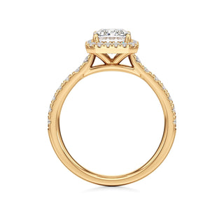 Camellia Pear Halo with Diamond Band
