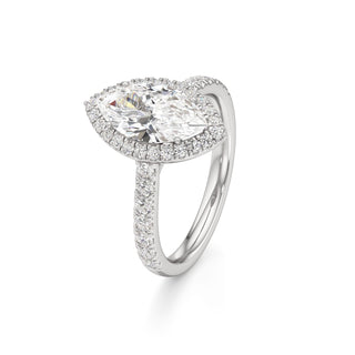 Camellia Pear Halo with Diamond Band