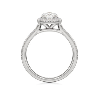 Camellia Pear Halo with Diamond Band
