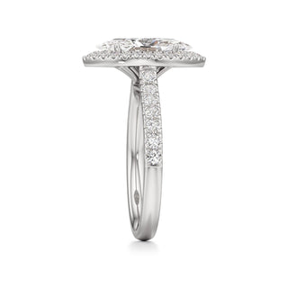 Camellia Pear Halo with Diamond Band
