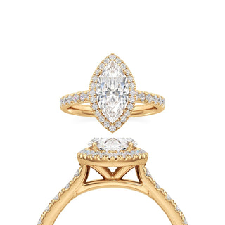 Camellia Elongated Cushion Halo with Diamond Band