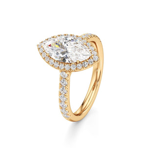 Camellia Pear Halo with Diamond Band