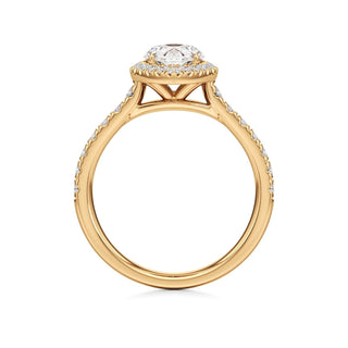 Camellia Pear Halo with Diamond Band