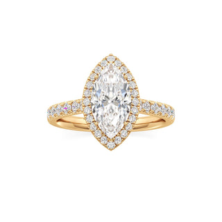 Camellia Pear Halo with Diamond Band