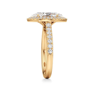 Camellia Pear Halo with Diamond Band