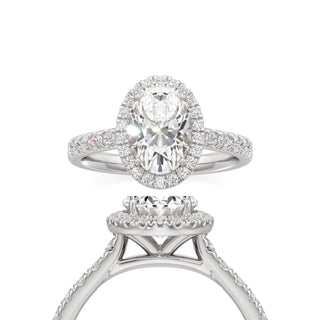 Camellia Elongated Cushion Halo with Diamond Band