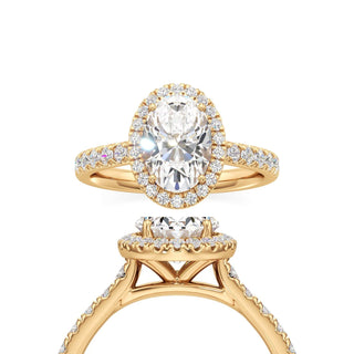 Camellia Elongated Cushion Halo with Diamond Band