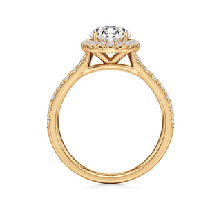 Camellia Pear Halo with Diamond Band