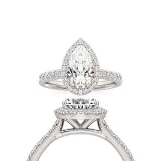 Camellia Elongated Cushion Halo with Diamond Band