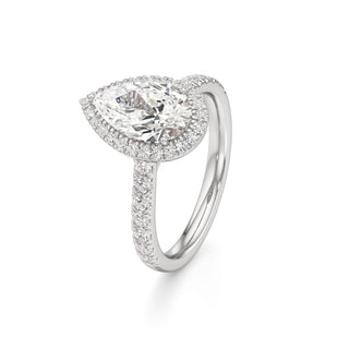 Camellia Pear Halo with Diamond Band