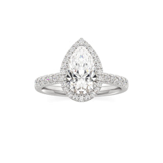 Camellia Pear Halo with Diamond Band