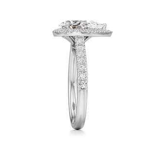 Camellia Pear Halo with Diamond Band