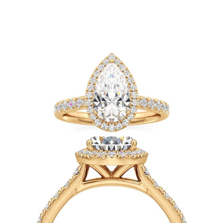 Camellia Elongated Cushion Halo with Diamond Band