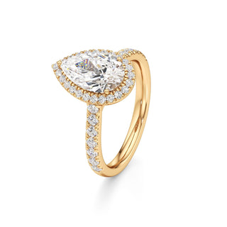 Camellia Pear Halo with Diamond Band