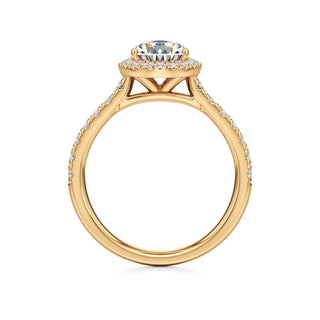 Camellia Pear Halo with Diamond Band