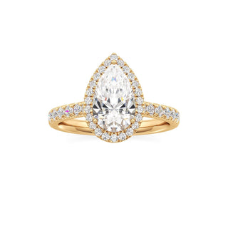Camellia Pear Halo with Diamond Band
