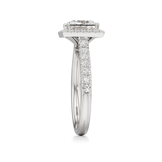 Camellia Pear Halo with Diamond Band