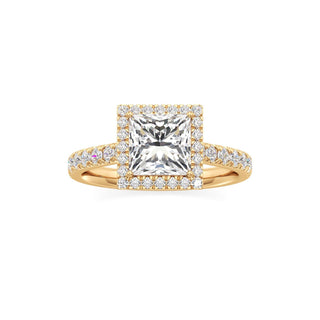 Camellia Pear Halo with Diamond Band