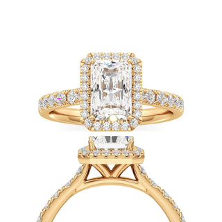 Camellia Radiant Halo with Diamond Band