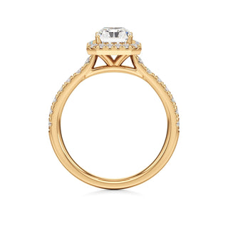 Camellia Pear Halo with Diamond Band
